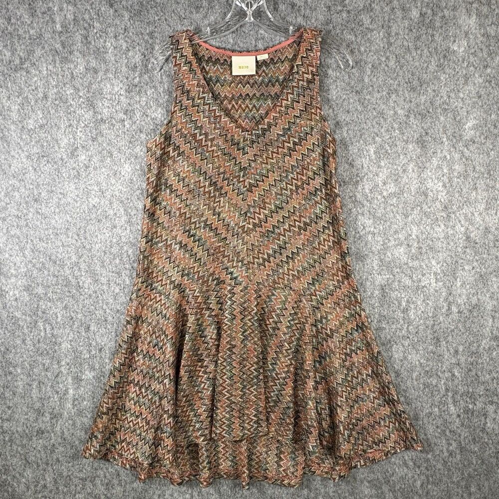 Maeve Anthropologie Shift Dress Sleeveless Drop Waist Chevron Print Boho Small